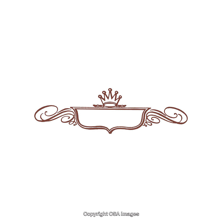 Elegant Decorative Emblem With Crown and Ornamental Swirls in Vintage Style
