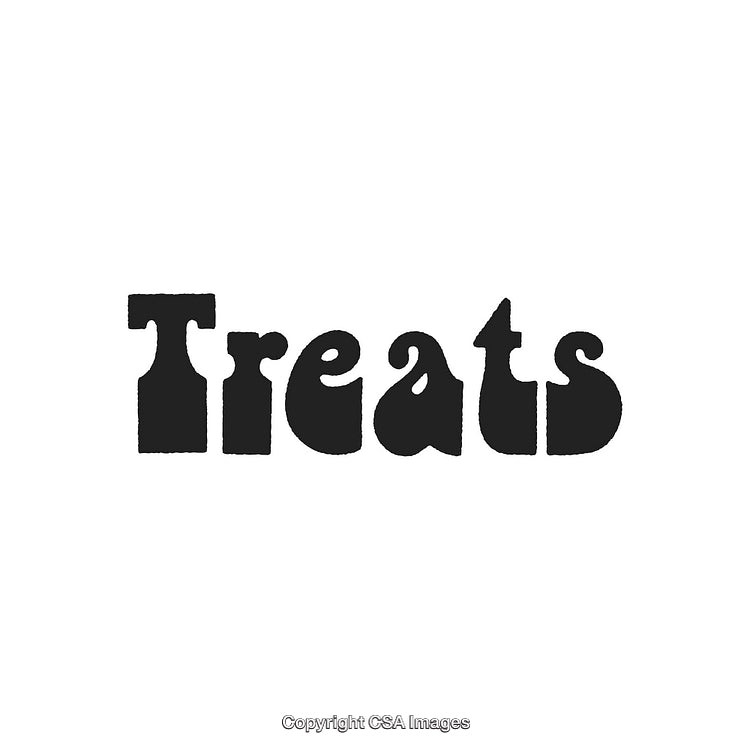 Retro-Styled Bold Lettering Displaying the Word 'Treats' in Black Text