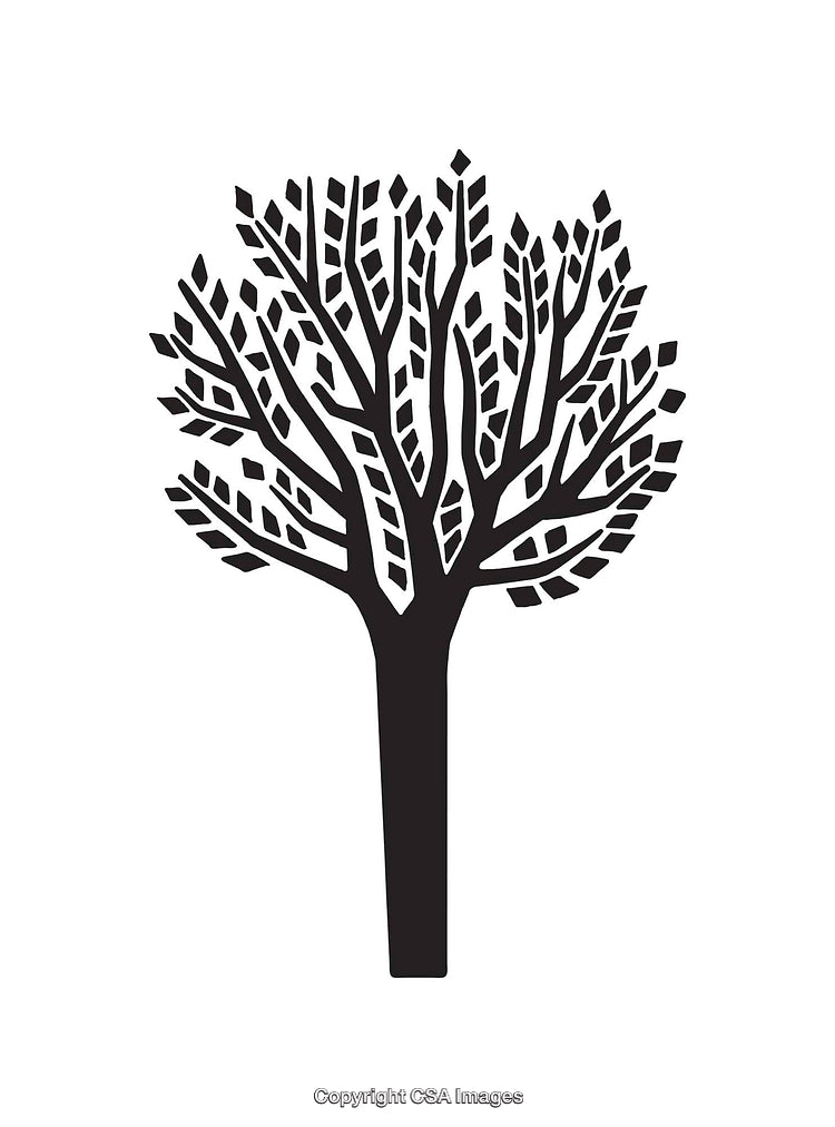 Stylized Silhouette of a Tree with Abstract Leaves Design