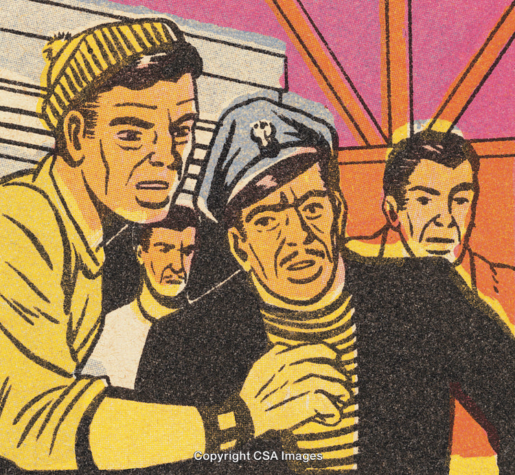 Vintage Illustration of a Group of Men in a Nautical Setting