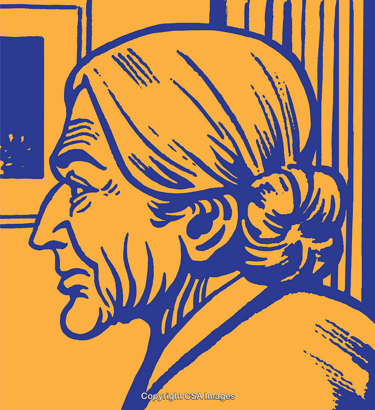 Vibrant Illustration of a Woman in Profile With Blue and Orange Tones