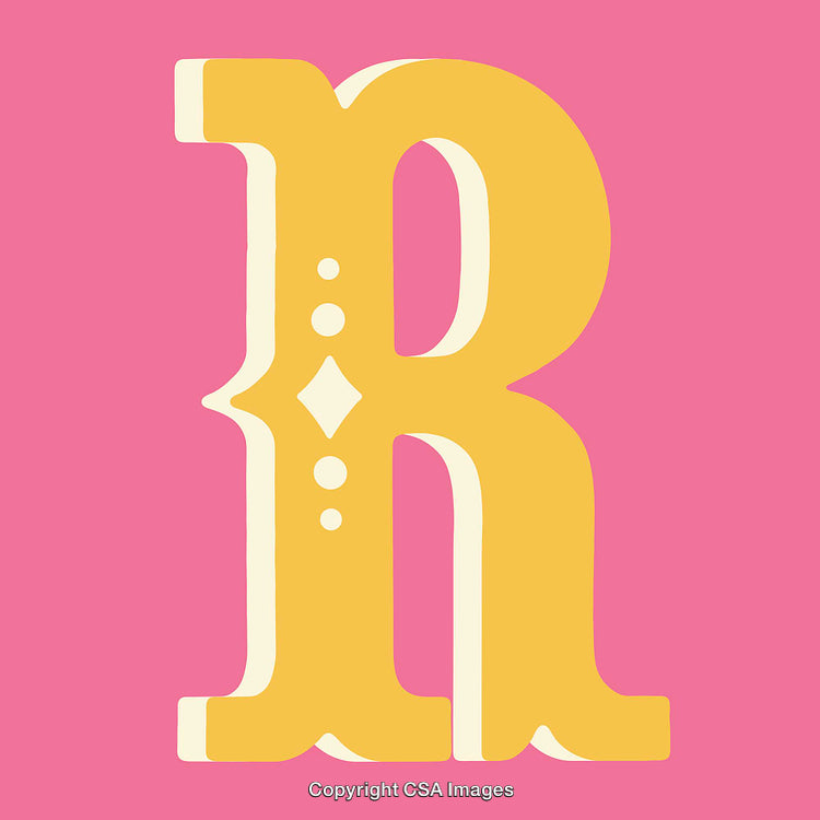 Decorative Illustration of the Letter R in Bright Colors