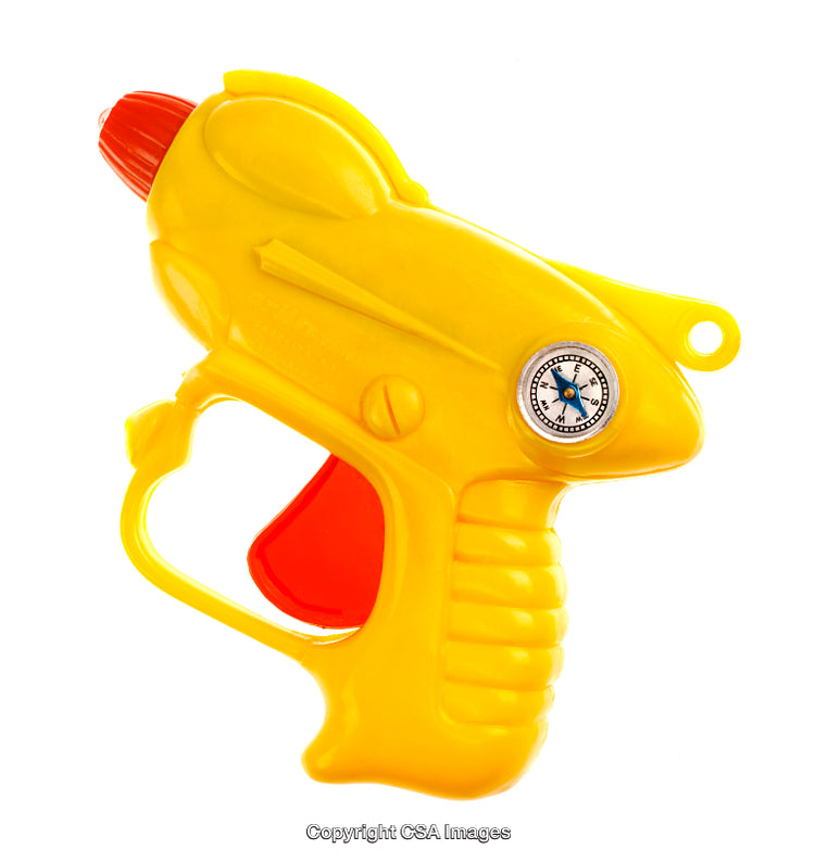 Bright Yellow Plastic Water Pistol Toy with Integrated Compass