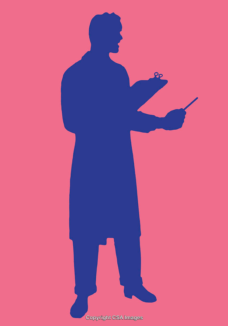 Silhouette of a Professional Holding Tools on a Pink Background