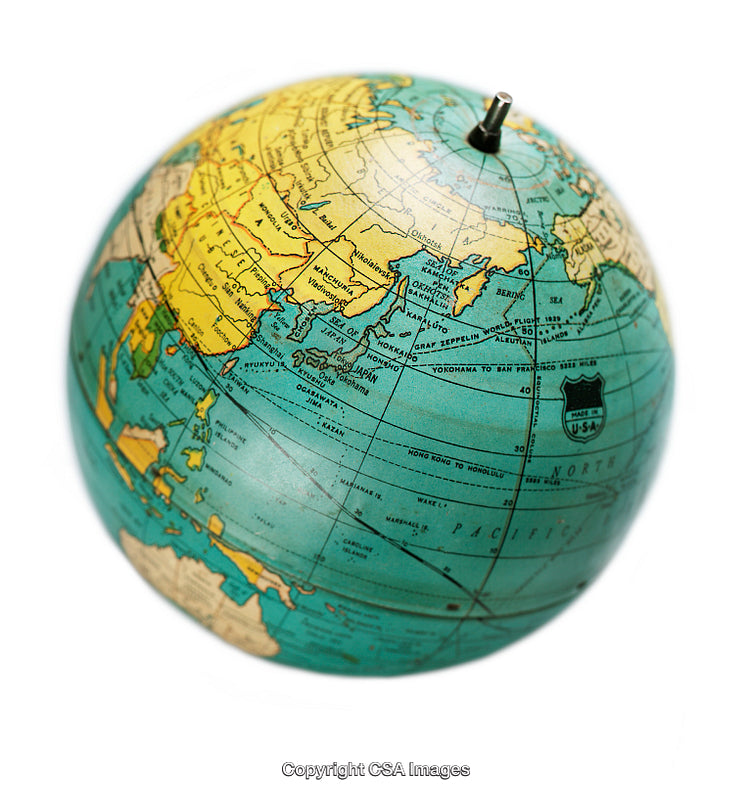 Colorful Rotating Globe Highlighting Countries in the Pacific Region