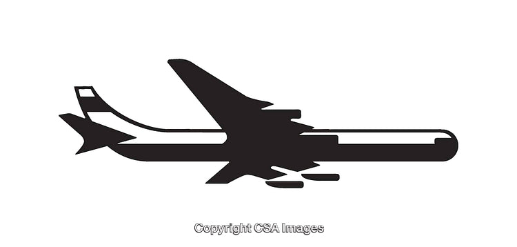 Black and White Silhouette Illustration of a Passenger Aircraft in Profile View