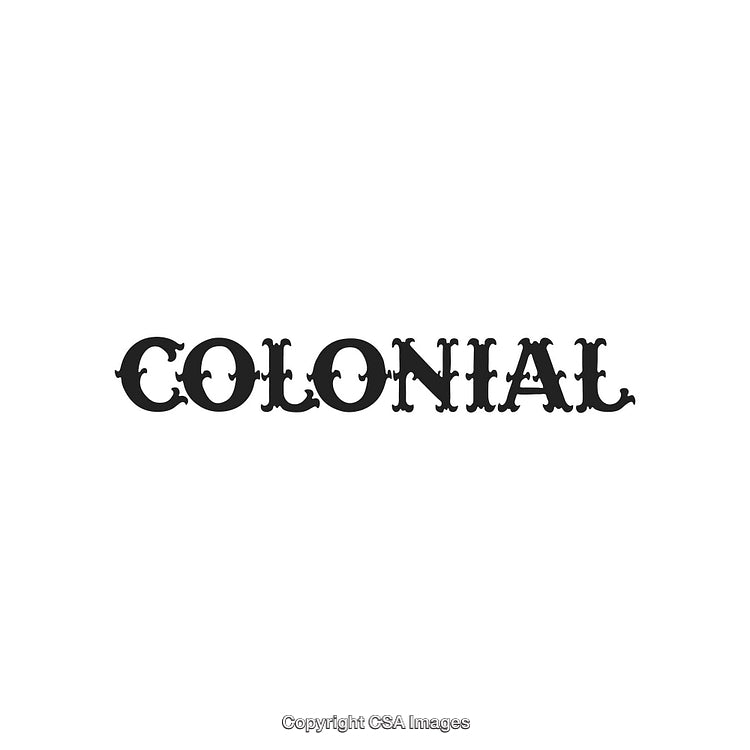 Colonial Font Styled Text Graphic on a White Background