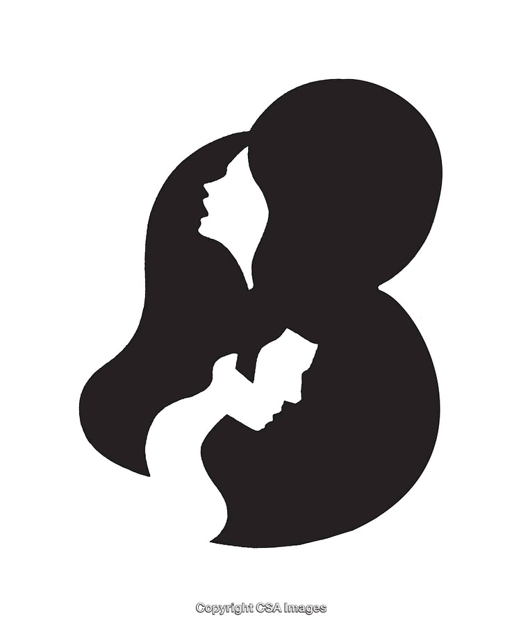 Black and White Silhouette Illustration of Emotional Human Faces in Abstract Style