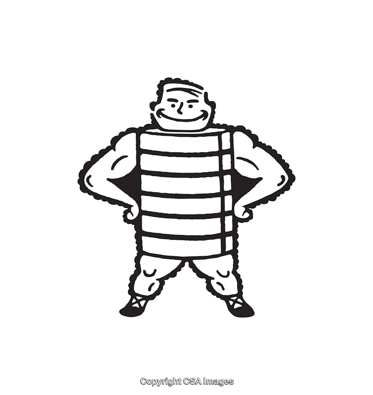 Vintage Black and White Cartoon Character in a Playful Pose