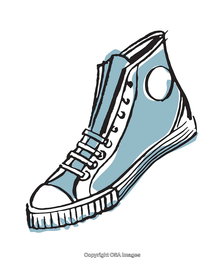 Colorful Hand-Drawn Illustration of a High-Top Sneaker