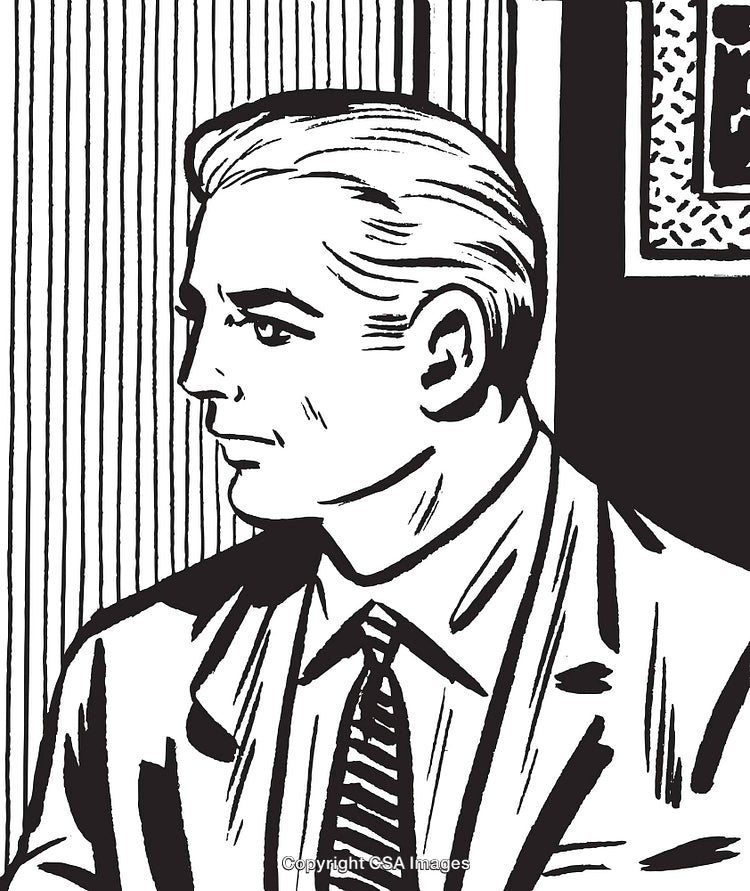 Retro Illustration of a Man in Business Attire Side Profile
