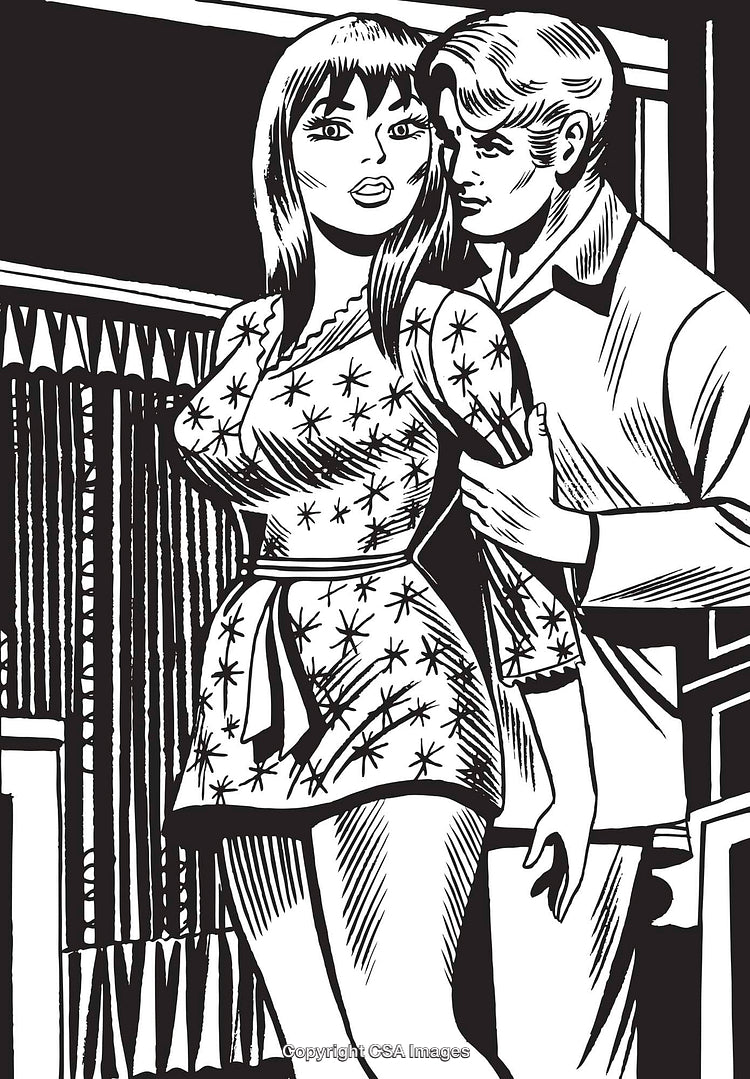 Retro Comic Style Illustration of a Woman and Man in a Dramatic Scene