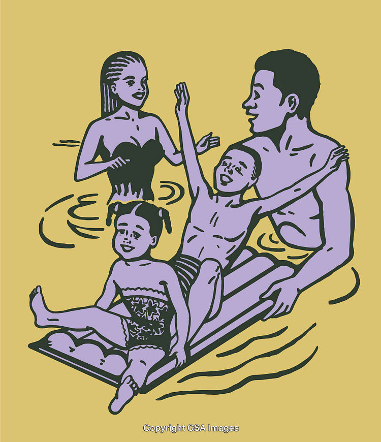 Family Enjoying Quality Time Together Relaxing in Water