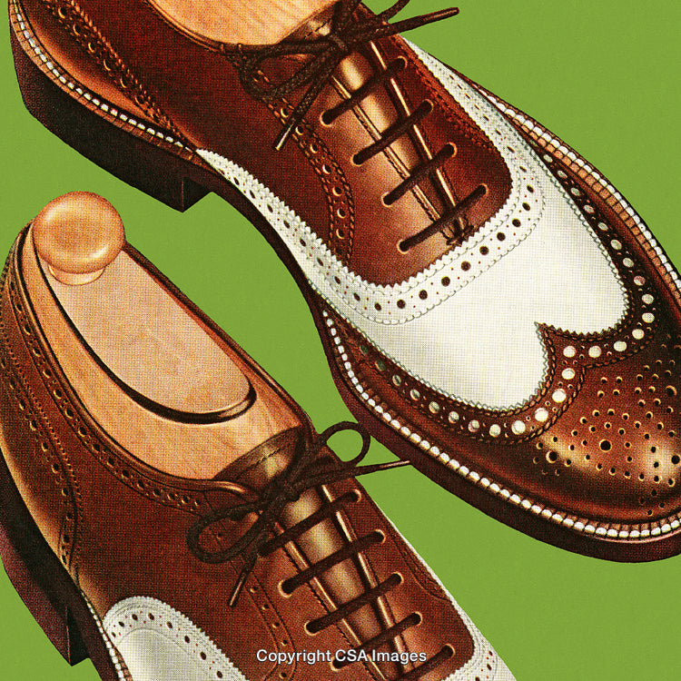Elegant Leather Oxford Shoes with Classic Design on Green Background