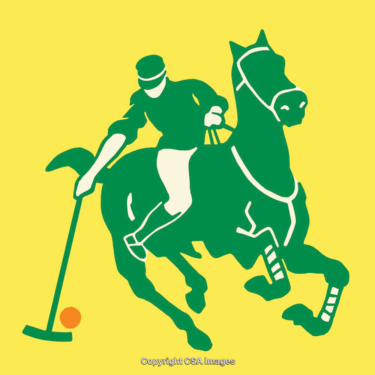 Stylized Polo Player And Horse in Action on Vibrant Background