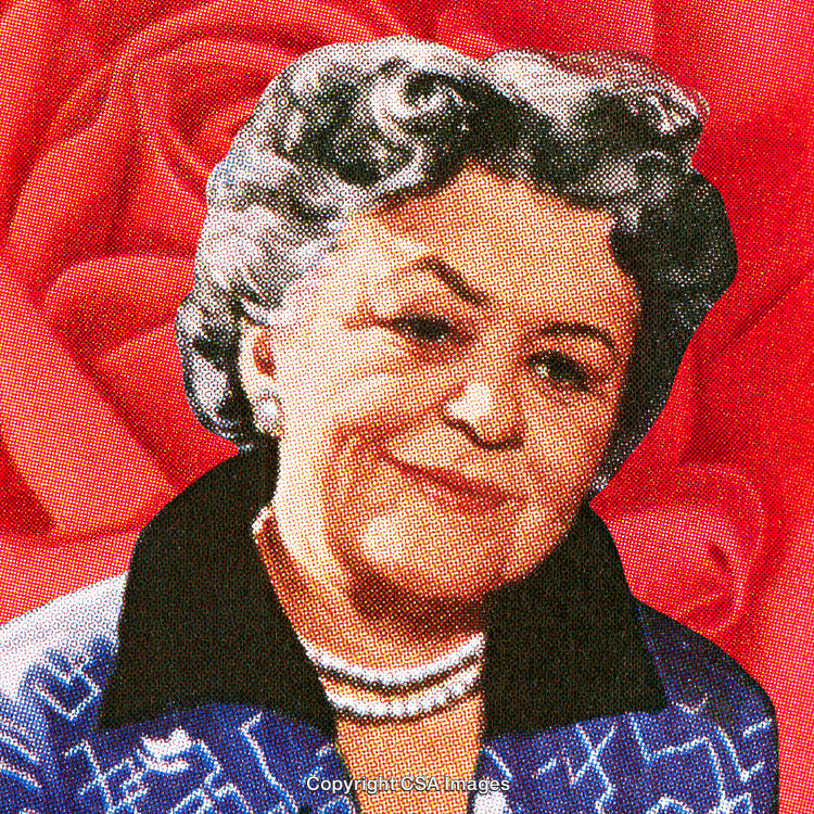 Retro Styled Portrait of an Elegant Lady with Red Textural Background