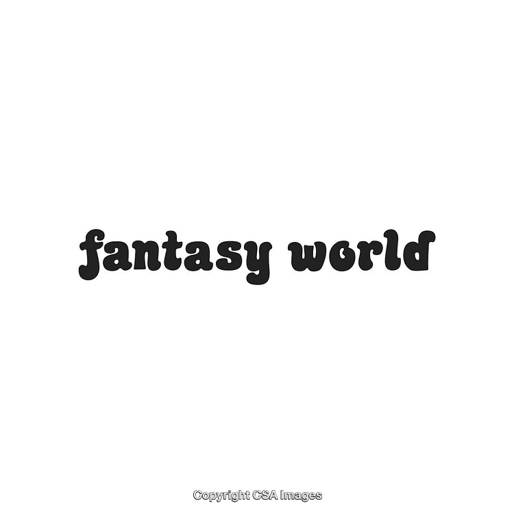 Fantasy World Text Displayed in Bold Creative Font on White Background
