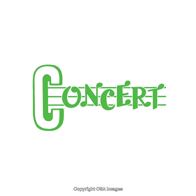 Stylized Green Text Graphic Depicting the Word Concert