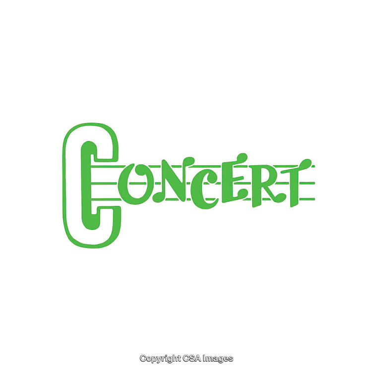 Stylized Green Text Graphic Depicting the Word Concert