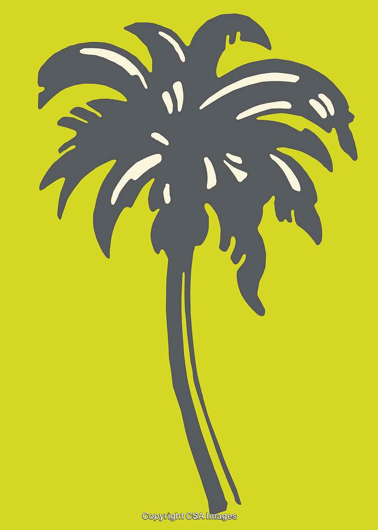 Abstract Palm Tree Illustration with Vibrant Green Background