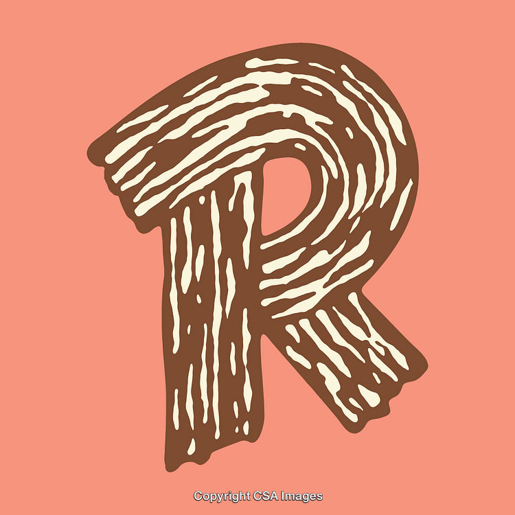 Letter R with a Retro Textured Design on a Warm Background