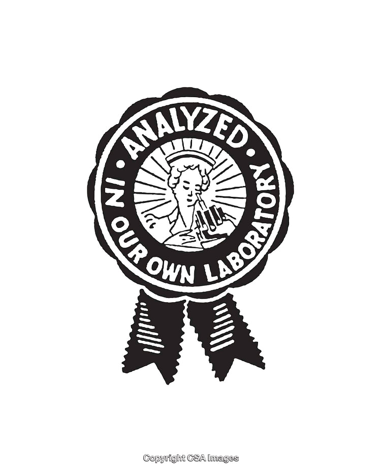Laboratory Analysis Stamp Black and White Line Art Illustration