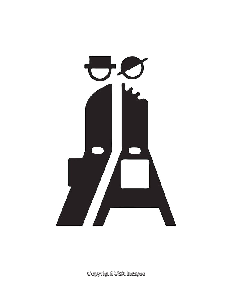 Abstract Icon of Two Figures in Stylish Minimalist Design