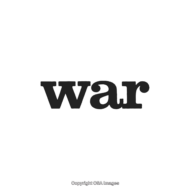 Black 'War' Text on White Background Representing Conflict and Power