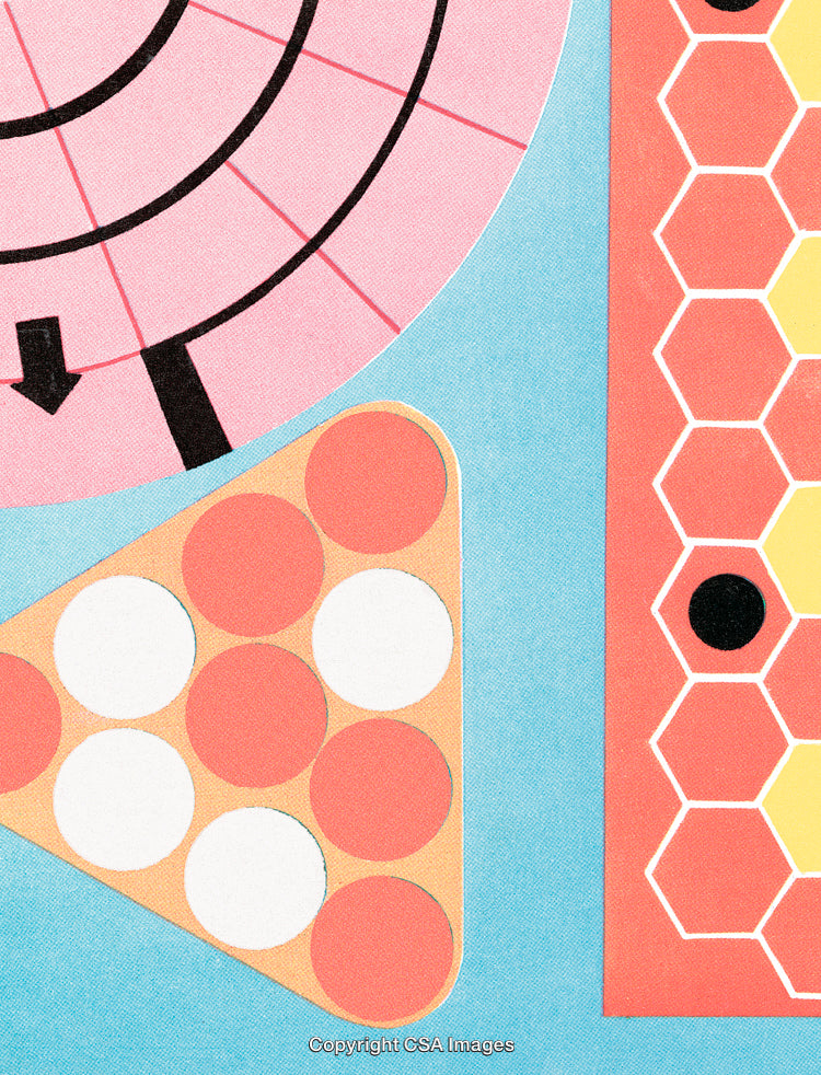 Abstract Illustration with Colorful Hexagons and Circular Geometric Patterns