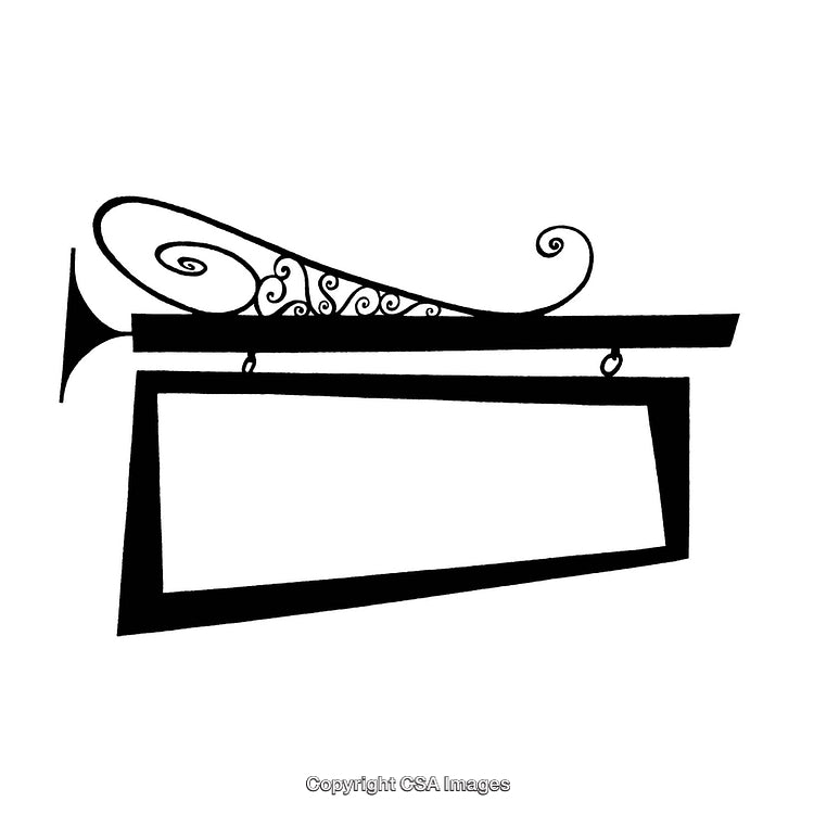 Decorative Black and White Sign Board Illustration With Elegant Design