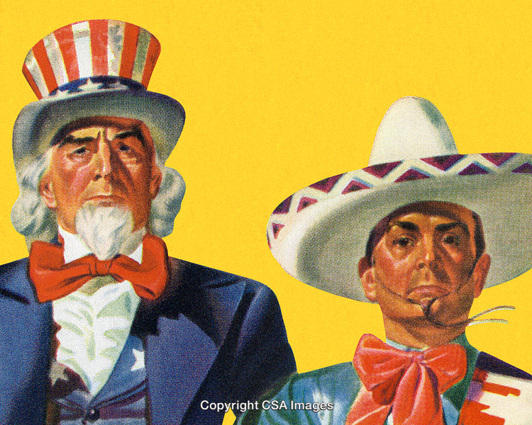 Illustration of Two Distinguished Figures In Cultural Attire with Bright Yellow Background