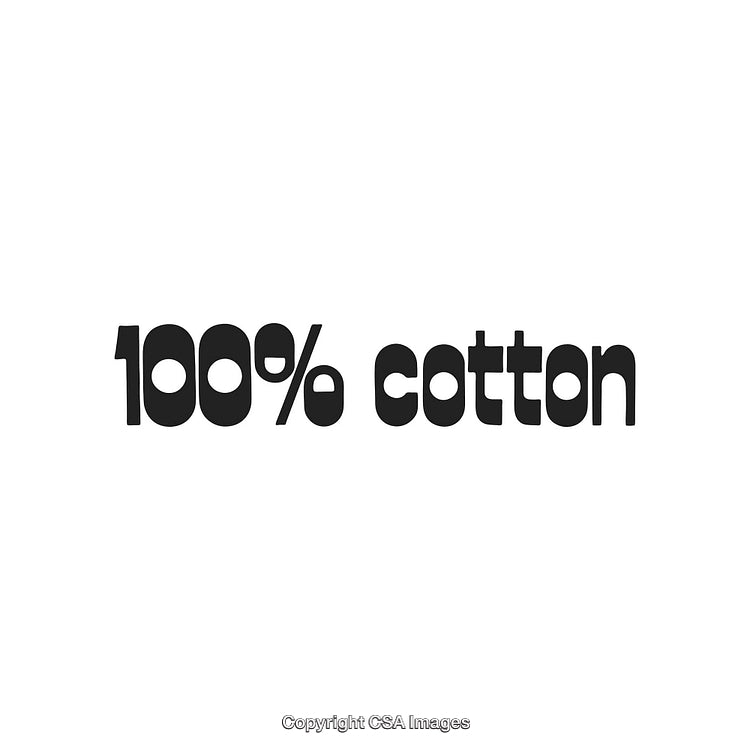 Black Bold Text Displaying 100 Percent Cotton on White Background