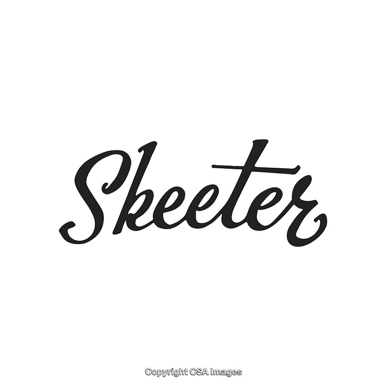 Skeeter Logo Design in Black Script Text on White Background