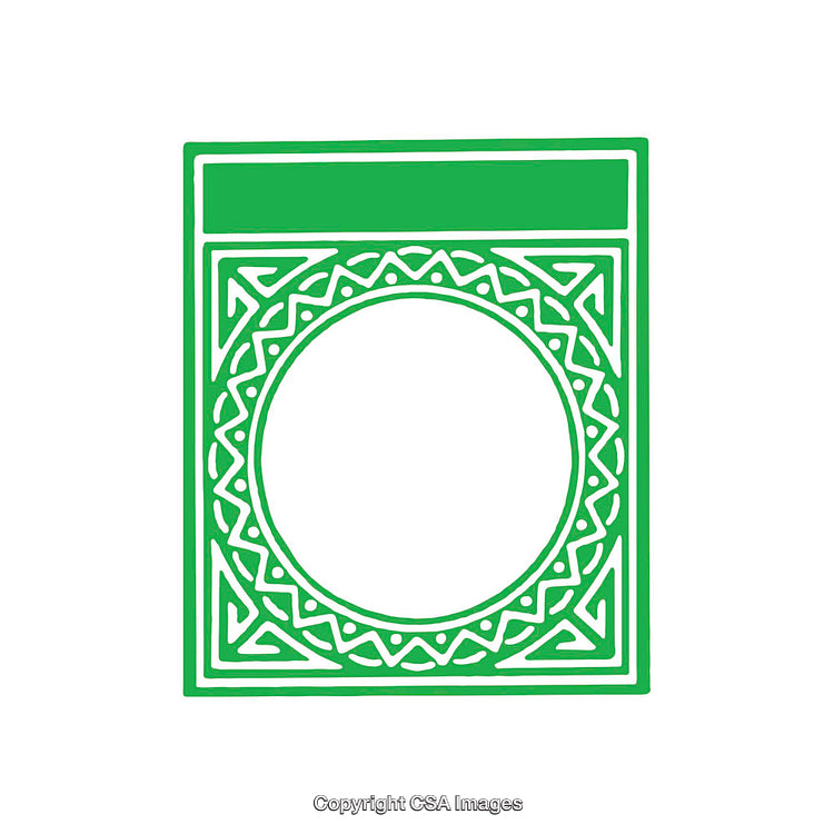 Green Ornate Decorative Frame with Intricate Circular Center Design