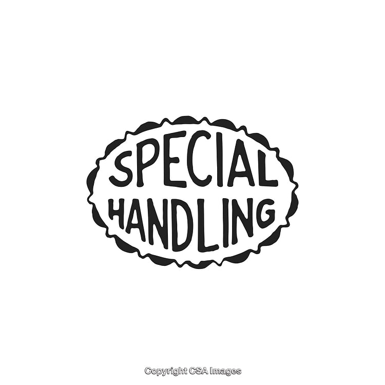 Illustration of Special Handling Stamp with Bold Handwritten Font