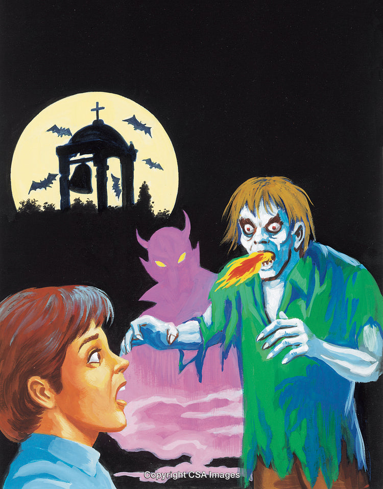 Terrifying Scene With Zombies at Night Under Full Moon