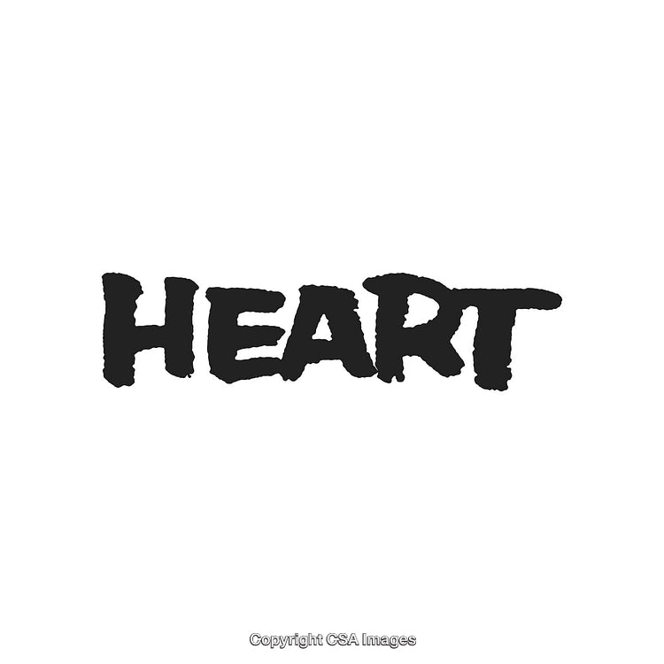 Bold Black Heart Text on White Background with Strong Brushstroke Style