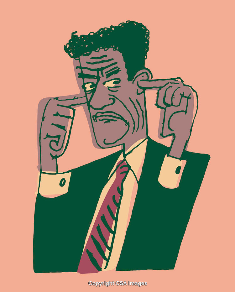 Illustration of a Person Covering Ears Depicting Frustration and Ignoring