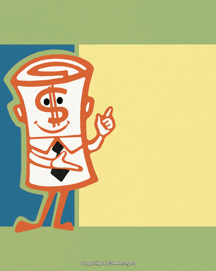 Cartoon Illustration of a Dollar Bill Mascot With a Cheerful Expression