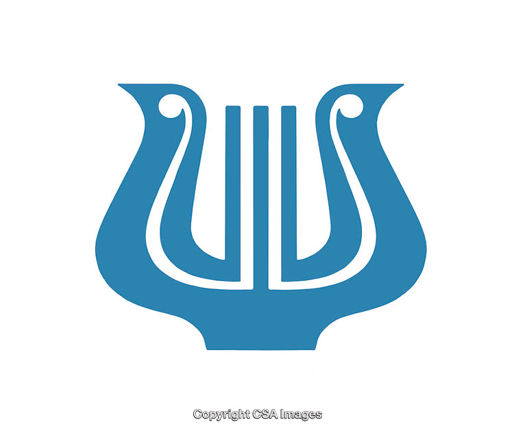 Blue Lyre Icon Representing Classical Music and Artistic Tradition