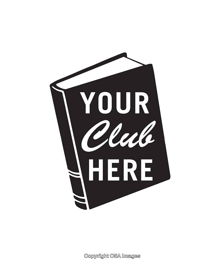 Black and White Book Illustration with Customizable Club Title