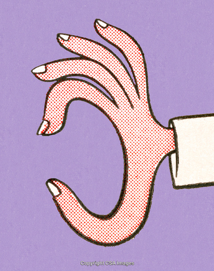 Surreal Illustration of a Stylized Red Hand in Pop Art Style