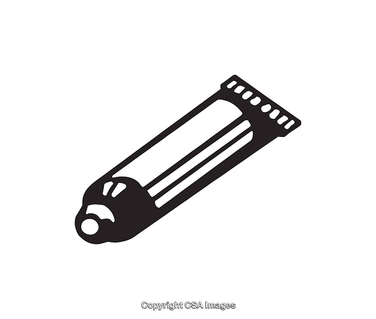 Simple Black and White Illustration of a Tube with Retro Style