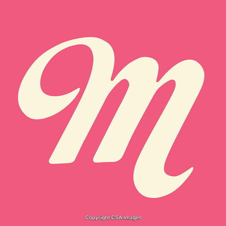 Elegant Letter M Icon in Cream on Pink Background
