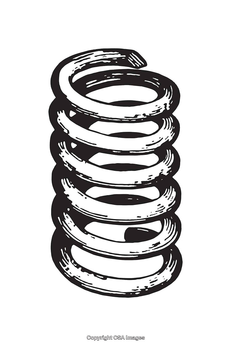 Black and White Illustration of a Helical Spring on White Background