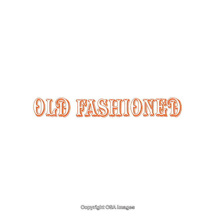Retro Styled Typographic Text Reading 'Old Fashioned' in Orange Font Design