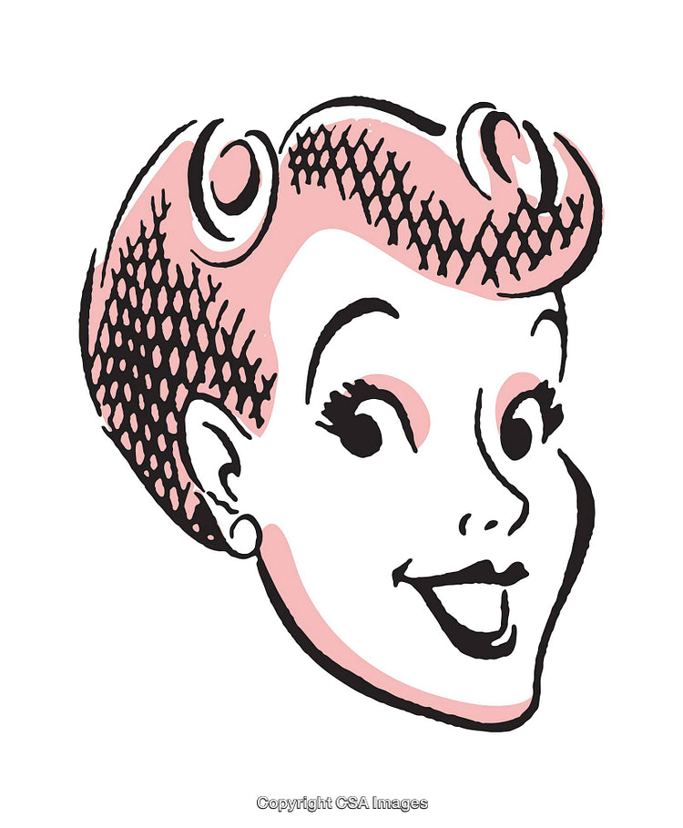 Retro Style Illustration of a Smiling Woman's Face With Vintage Appeal