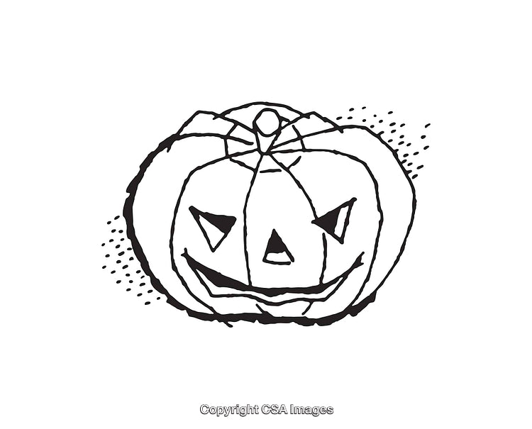 Black and White Line Art of a Halloween Jack-O'-Lantern Illustration