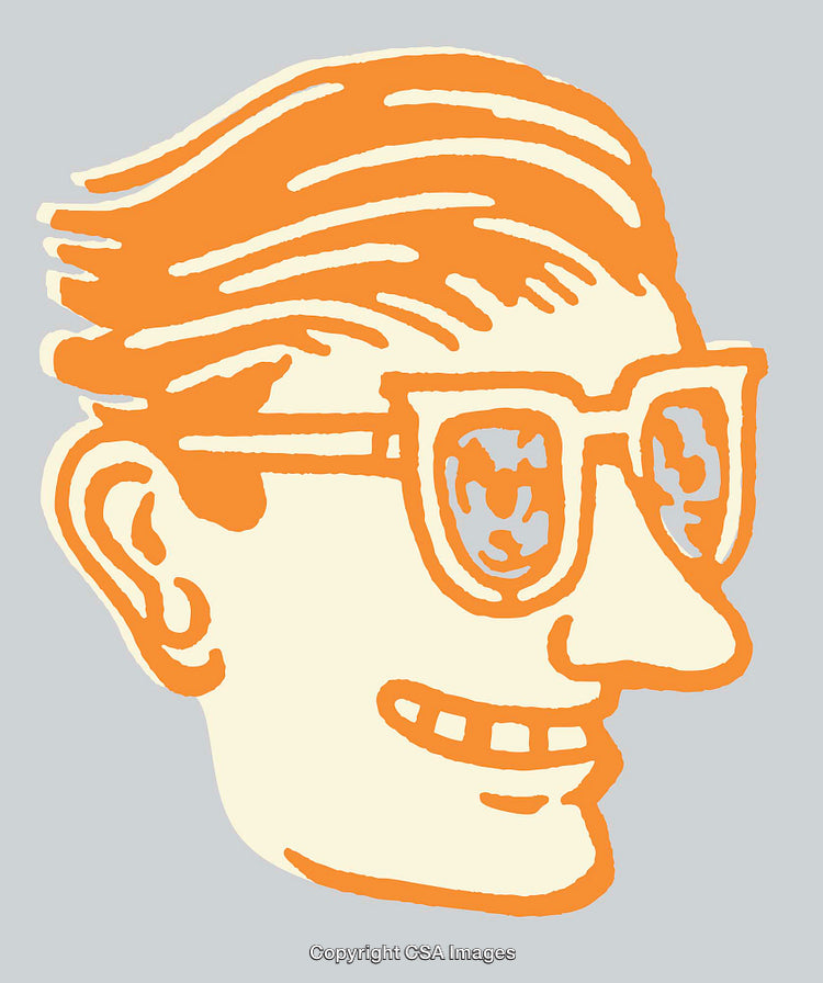 Colorful Line Art Illustration of a Cheerful Glasses-Wearing Character
