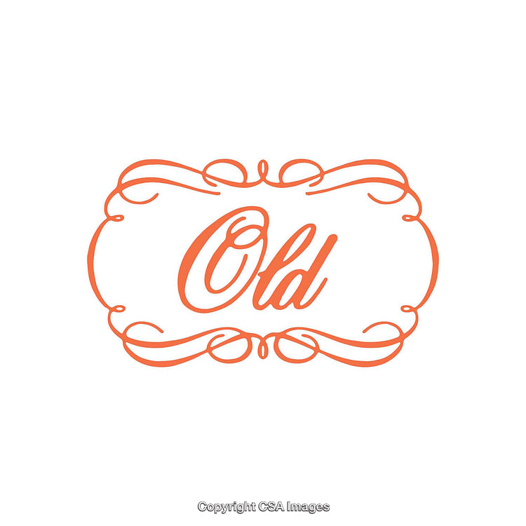 Elegant Vintage Style Word Design with Orange Decorative Frame